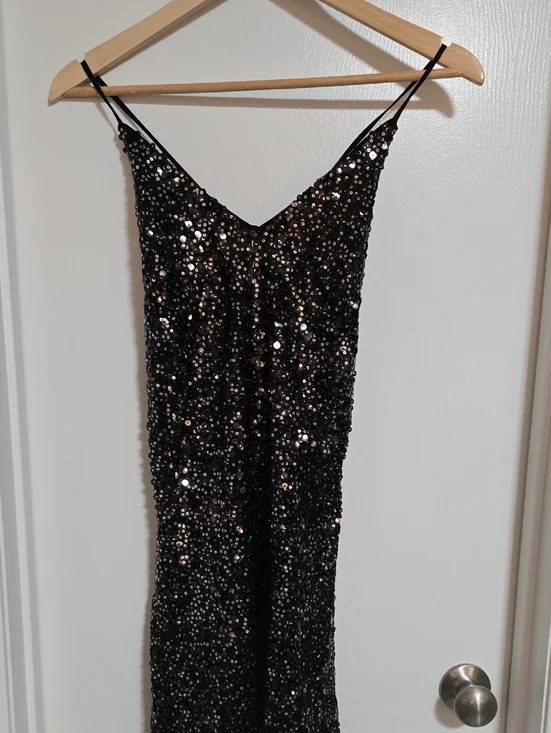 ANGL Aakaa Black Sequin Party Dress - Picture 1 of 3
